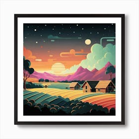 A simple and vibrant little land 13 Art Print