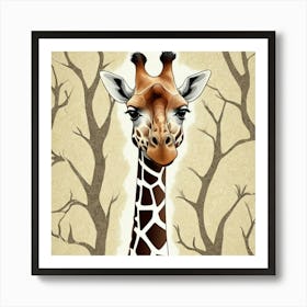 Abstract Pattern Of A Giraffe With Its Head In The Tress art print 3 Art Print