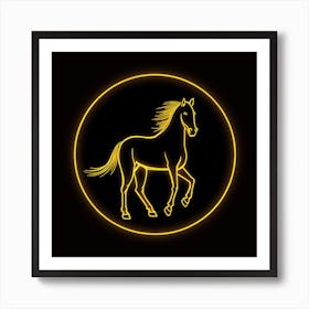 Neon Illustration of a Horse Art Print