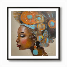 A woman with a unique hairstyle and decorated with earrings. Van Gogh Art Print