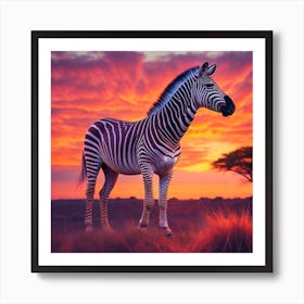 Sunset Zebra Art Print