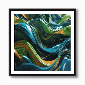 Abstract - blues and yellows Art Print