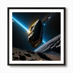 Yellow blue alien artifical asteroid floating in space 6 Art Print