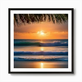 intricate meeting of sea and sky, using an elongated frame to showcase a sweeping view of the beach Art Print