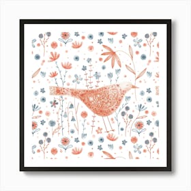 Bird In A Wildflower Meadow Poster