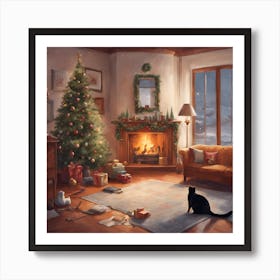 Christmas In The Living Room 1 Art Print