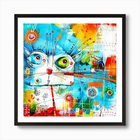 Sun Jellycat - Abstract Kitty Art Print