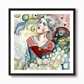 Woman With A Flower Art Print