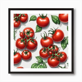 Red Tomatoes On A White Background 1 Art Print