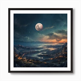 A beautiful landscape of the moon Art Print