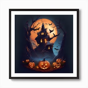 Halloween House In The Forest Art Print