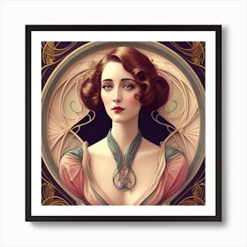 Art Nouveau style elegant lady Art Print
