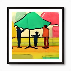 Umbrellas In The Park 1 Art Print