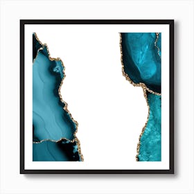 Teal & Gold Agate Texture 21 Affiche