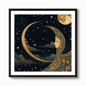 Moon And Stars 7 Art Print