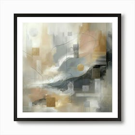 Abstract Art, Neutral Painting Beige, Grey 2 (1) Art Print