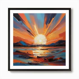 Sunset In Scotland Paintings Art Print Art Print