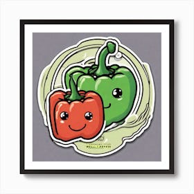 Red And Green Peppers Art Print