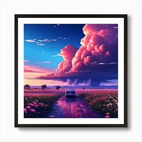 Sunset In A Field Art Print