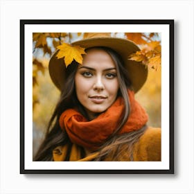 Autumn Woman In Hat 4 Art Print