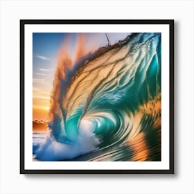 Sunset Ocean Wave 1 Art Print