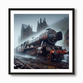 Steam Train In The Fog Art Print