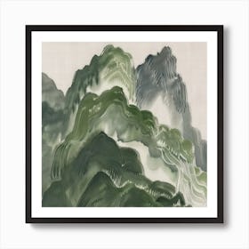 Japanese Watercolour Of Mount Kirigamine 6 Art Print