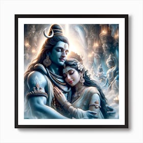 Lord Shiva And Mata Parvati Art Print