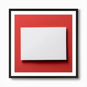 Blank White Card On Red Background Art Print