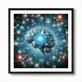 Brain With Technology Stock Photos & Videos Art Print