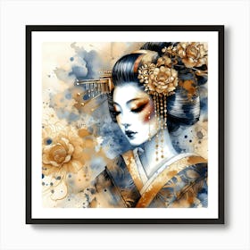 Japan Traditional Geisha Illustration By Ad 165 Art Print