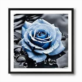 Blue Rose In Water 4 Art Print