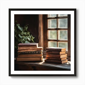 Books On A Window Sill Art Print