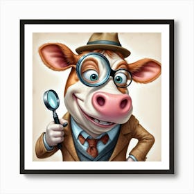 Cow With Magnifying Glass 8 Art Print