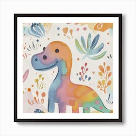 Cute Muted Pastel Amargasaurus Dinosaur 1 Art Print