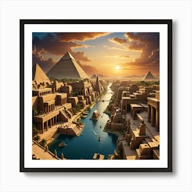 Egyptian City At Sunset Art Print