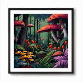 Forest Of Mushrooms Art Print