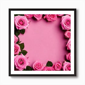 Pink Roses On Pink Background 2 Art Print