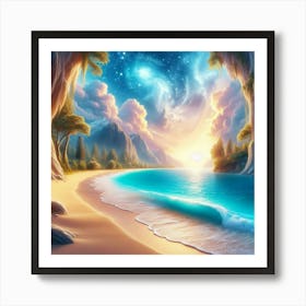 Beach At Night 3 Art Print