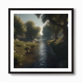 Stream In The Woods 32 Art Print