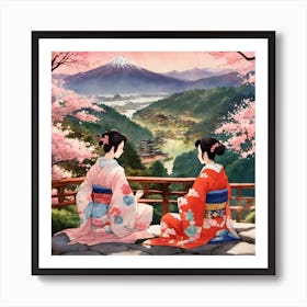 Japanese Sakura In Mountain 10 Art Print