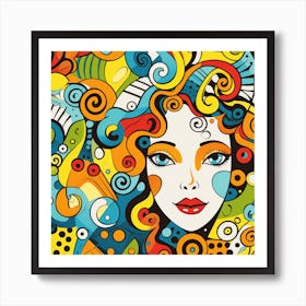 Woman With Colorful Hair 4 Art Print