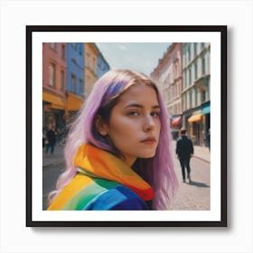Rainbow Haired Girl Art Print