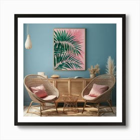 Summer Palm Leaves In Pink Wall Art Illustration P Vhqrokfsql22um3lewznzg T27rhu79sac9p Cj4cz8w Art Print