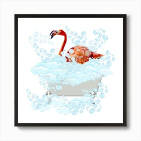 Flamingo in the Tub Art Print