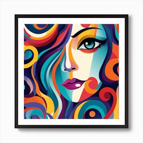 Woman With Colorful Hair 3 Art Print