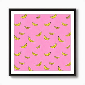 Pink Bananas Square Art Print