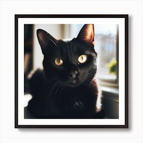 Black Cat With Yellow Eyes Art Print