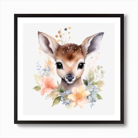 Fawn Watercolor Painting 2 Art Print