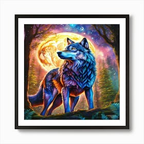 Wolf In The Moonlight Art Print